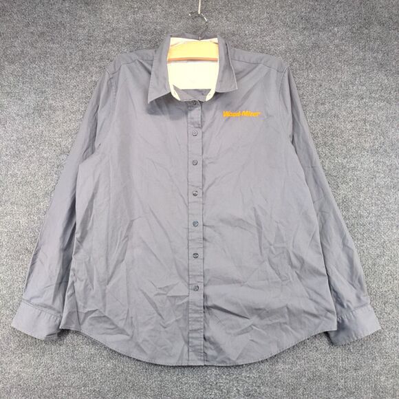 Port Authority Women's Button Front Shirt XL Gray Wood-Mizer Long Sleeve - Picture 2 of 13